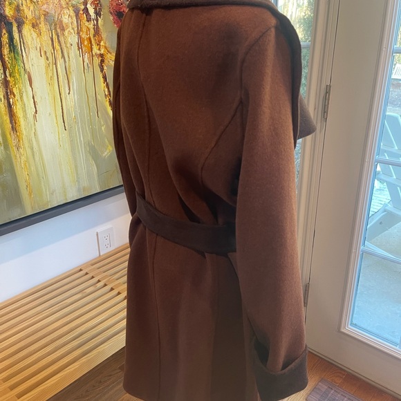 Tahari Chocolate Trench Coat with Belt - Picture 5 of 10